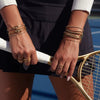 Sports Leisure Stainless Steel White Zircon Bead Chain Tennis Bracelet With Geometric Pattern Electroplated For Women