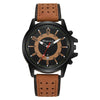 Sports Men's Quartz Watch Alloy Case Imitation Leather Strap Stainless Steel Buckle Round Dial