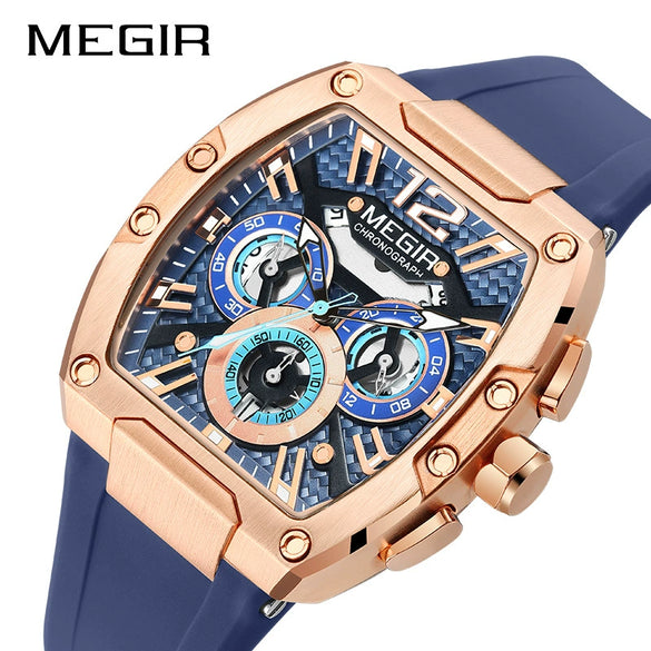 Sports Men's Watch Alloy Mineral Reinforced Glass Mirror Stainless Steel Pin Buckle Silicone Strap Round Dial