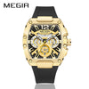 Sports Men's Watch Alloy Mineral Reinforced Glass Mirror Stainless Steel Pin Buckle Silicone Strap Round Dial