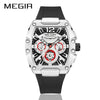 Sports Men's Watch Alloy Mineral Reinforced Glass Mirror Stainless Steel Pin Buckle Silicone Strap Round Dial