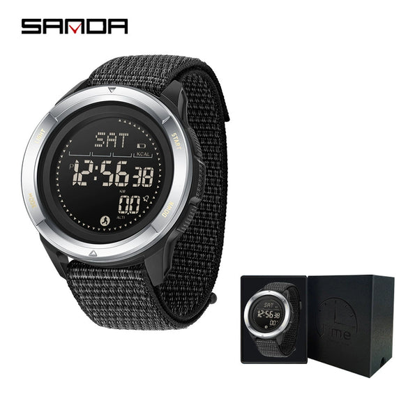 Sports Outdoor Electronic Watch Alloy Alloyabs Case Silicone Nylon Strap Round Dial Highend Style