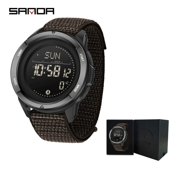 Sports Outdoor Electronic Watch Alloy Alloyabs Case Silicone Nylon Strap Round Dial Highend Style