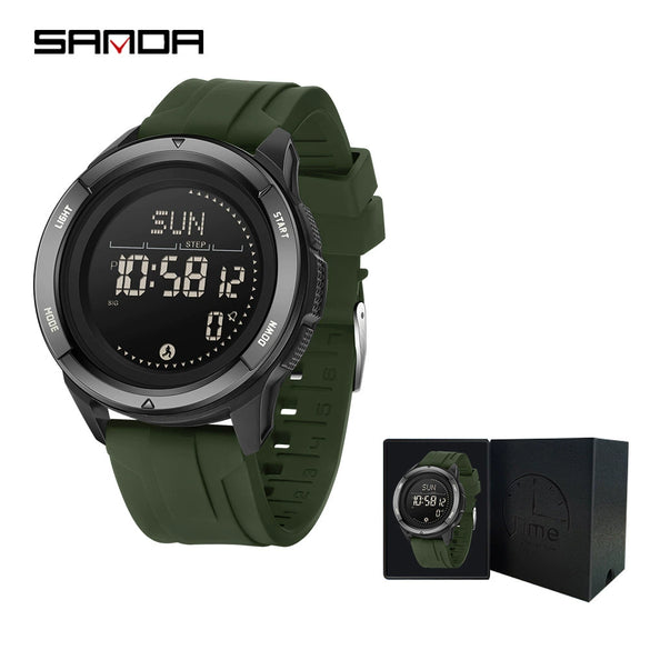 Sports Outdoor Electronic Watch Alloy Alloyabs Case Silicone Nylon Strap Round Dial Highend Style