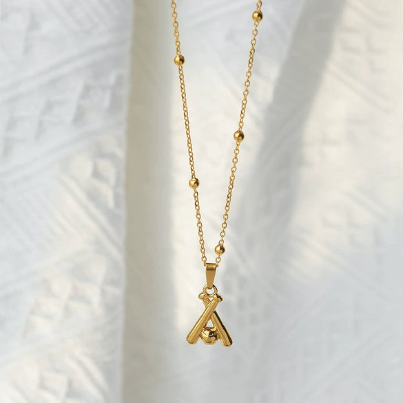 Sports Pendant Necklace Stainless Steel Gold Plated Titanium Steel Clavicle Chain