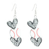 Sports Series Acrylic Heart Shape Printed Electroplated Earrings For Women