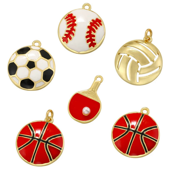Sports Series Copper Pendant With Geometric Pattern And Dripping Oil Treatment