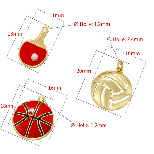 Sports Series Copper Pendant With Geometric Pattern And Dripping Oil Treatment