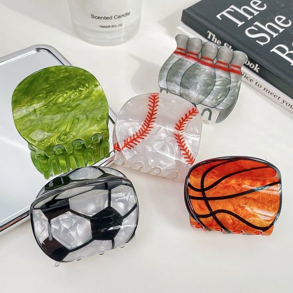 Sports Series Hairpin Women's Pvc Handmade Basketball Football Grab Clip Headwear