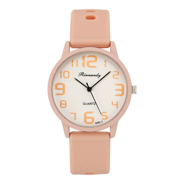 Sports Silicone Women's Watch Alloy Case Stainless Steel Buckle Round Dial Leisure Style