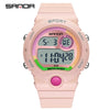 Sports Student Waterproof Watch Acrylic Mirror Round Dial Abs Tpu Small Fresh Style Digital Watch For Men And Women