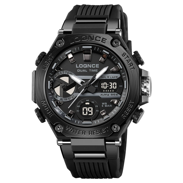 Sports Watch Abs Alloy Case Pu Strap High Transparent Resin Mirror Round Dial Geometric Style Multifunctional Luminous