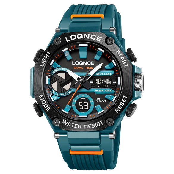 Sports Watch Abs Alloy Case Pu Strap High Transparent Resin Mirror Round Dial Geometric Style Multifunctional Luminous