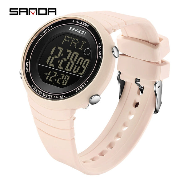 Sports Watch Acrylic Mirror Abs Case Silicone Strap Round Dial Chic Versatile Minimalist Casual Sporty Light Luxury Natural Style Waterproof For Students