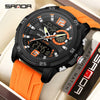 Sports Watch Dual Display Multifunction Luminous Digital Alarm Clock Silicone Strap Abs Case Acrylic Mirror Round Dial For Male And Female Students