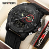 Sports Watch Dual Display Multifunction Luminous Digital Alarm Clock Silicone Strap Abs Case Acrylic Mirror Round Dial For Male And Female Students