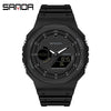 Sports Watch Metal Case Plastic Strap Octagonal Round Dial Luminous Alarm For Youth