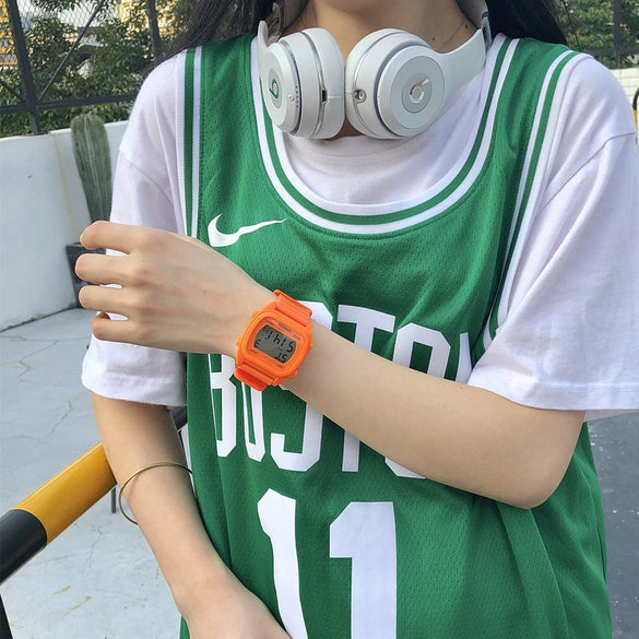 Sports Watch Plastic And Silicone Square Luminous Multifunctional Electronic