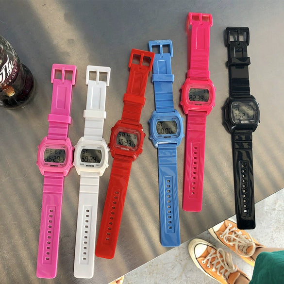 Sports Watch Plastic And Silicone Square Luminous Multifunctional Electronic