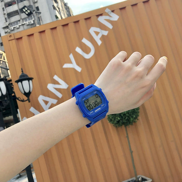 Sports Watch Plastic And Silicone Square Luminous Multifunctional Electronic