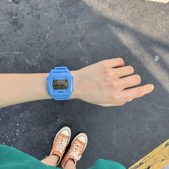 Sports Watch Plastic And Silicone Square Luminous Multifunctional Electronic