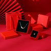 Spot Red Jewelry Storage Box For Ring Earrings Bracelet Necklace Made Of Paper And Cardboard With Sponge Lining