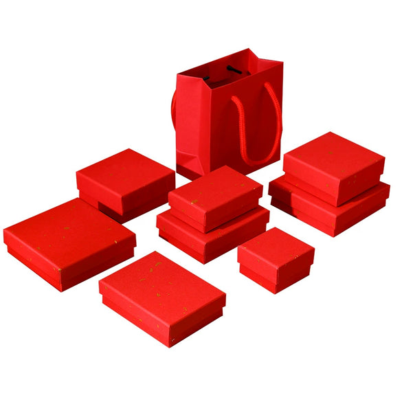 Spot Red Jewelry Storage Box For Ring Earrings Bracelet Necklace Made Of Paper And Cardboard With Sponge Lining