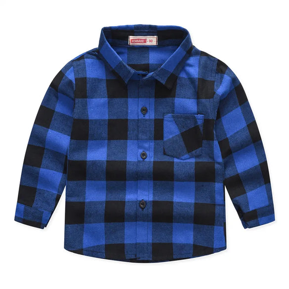 Spring And Autumn New Children'S Clothing Wholesale European And American Boys' Plaid Shirt Brushed Children Children'S Shirt