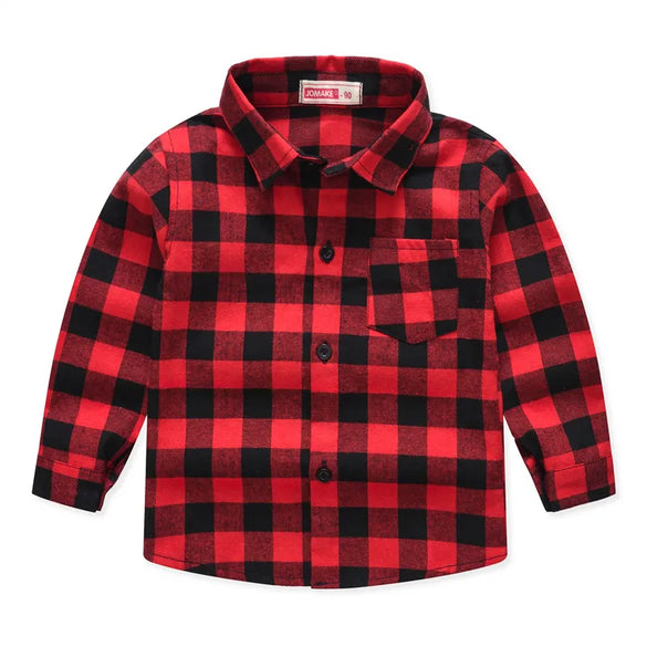 Spring And Autumn New Children'S Clothing Wholesale European And American Boys' Plaid Shirt Brushed Children Children'S Shirt