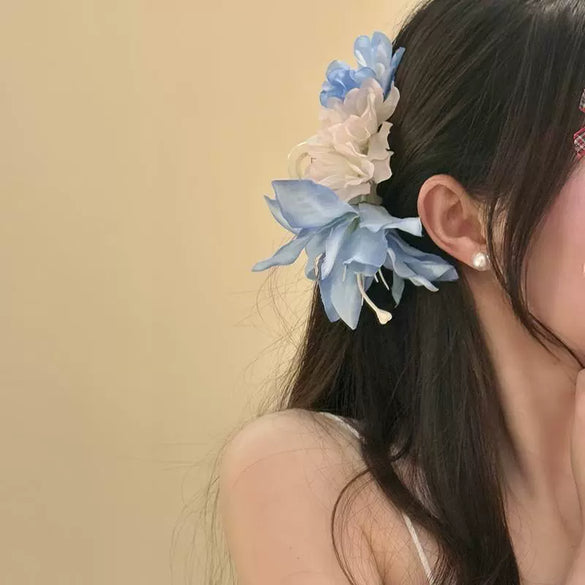 Spring Fashion Cloth Flower Hairpin Women's Shark Clip Grab Clip Manual Made Hair Accessories
