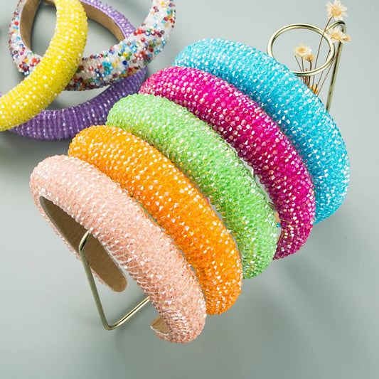 Spring New Sponge Crystal Wide Edge Headband