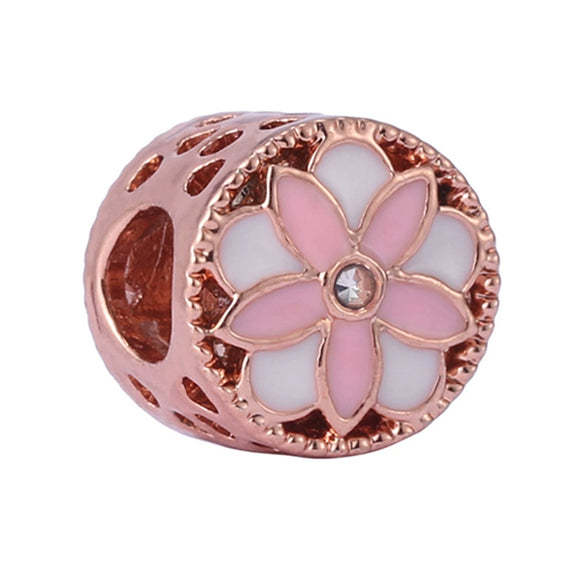 Spring Style Colorful Butterfly Plant Flower Crystal Beaded Pendant Metal Electroplated Totem Design Diy Bracelet Jewelry Accessories