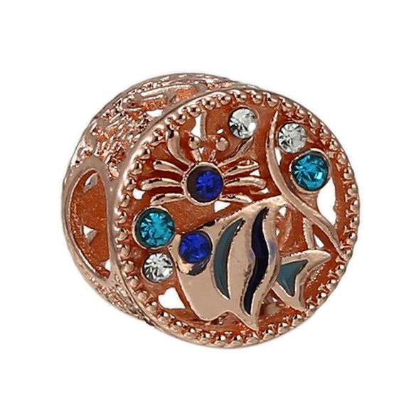 Spring Style Colorful Butterfly Plant Flower Crystal Beaded Pendant Metal Electroplated Totem Design Diy Bracelet Jewelry Accessories