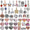 Spring Style Colorful Butterfly Plant Flower Crystal Beaded Pendant Metal Electroplated Totem Design Diy Bracelet Jewelry Accessories