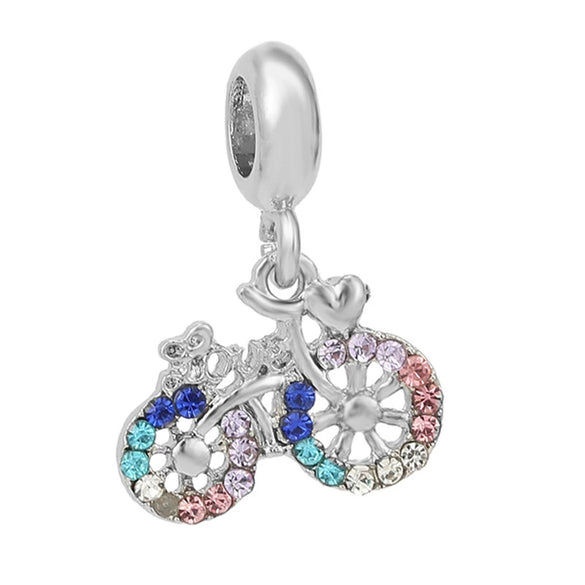 Spring Style Colorful Butterfly Plant Flower Crystal Beaded Pendant Metal Electroplated Totem Design Diy Bracelet Jewelry Accessories