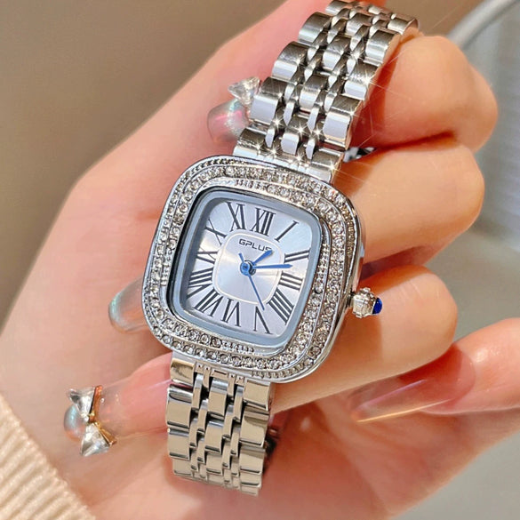Square Alloy Band Diamondencrusted Women's Light Luxury Niche Exquisite Fashion Watch