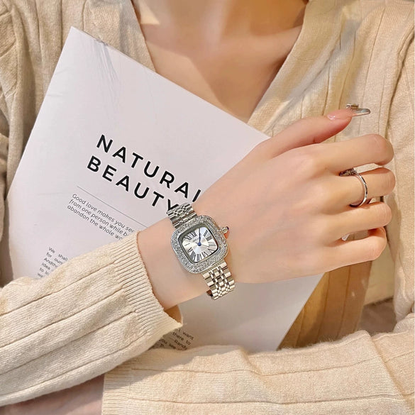 Square Alloy Band Diamondencrusted Women's Light Luxury Niche Exquisite Fashion Watch