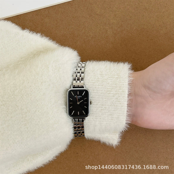 Square Alloy Steel Belt Quartz Women's Light Luxury Simple Fashion Watch