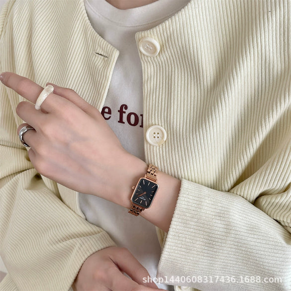 Square Alloy Steel Belt Quartz Women's Light Luxury Simple Fashion Watch