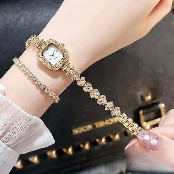 Square Alloy Women's Quartz Bracelet Watch Fashion Style Rectangular Dial