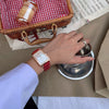Square Belt Couple Wristwatch Retro Artistic Leisure Style Metal Case Ordinary Glass Mirror Women's Watch