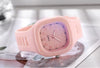 Square Casual Plastic And Silicone Fashion Student Sports Watch