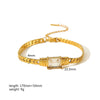 Square Color Zircon Jewelry Set Stainless Steel Geometric Light Luxury Electroplated Necklace And Bracelet For Women