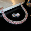 Square Copper Earrings Necklace Twopiece Set With Diamondencrusted Geometric Design For Women