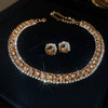 Square Copper Earrings Necklace Twopiece Set With Diamondencrusted Geometric Design For Women