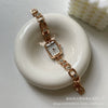 Square Diamond Bracelet Watch For Women Alloy Case Ordinary Glass Mirror Medieval Style