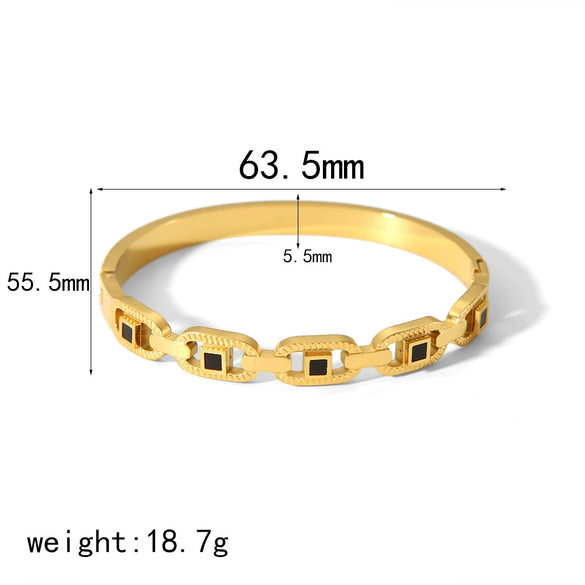 Square Diamondencrusted Titanium Steel Geometric Style Electroplated Bracelet