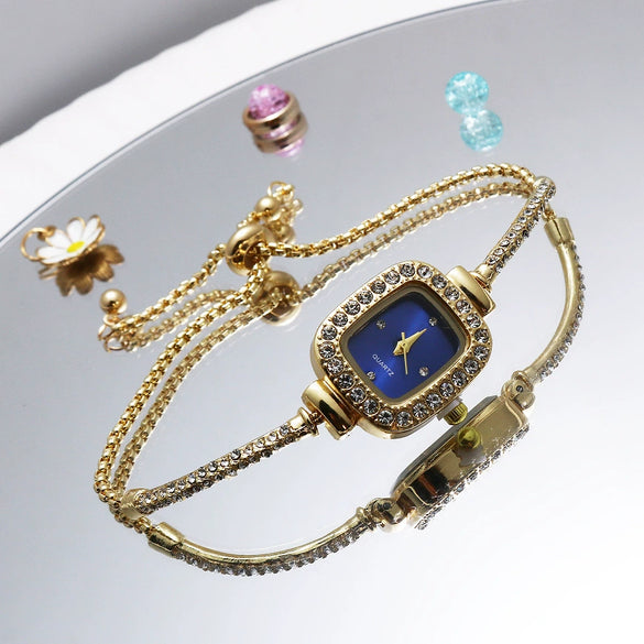 Square Diamondencrusted Women's Alloy And Stainless Steel Leisure Watch
