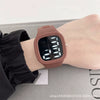 Square Electronic Watch Metal Case Silicone Strap Ordinary Glass Mirror For Men And Women Leisure Style Waterproof Luminous