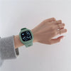 Square Electronic Watch Metal Case Silicone Strap Ordinary Glass Mirror For Men And Women Leisure Style Waterproof Luminous
